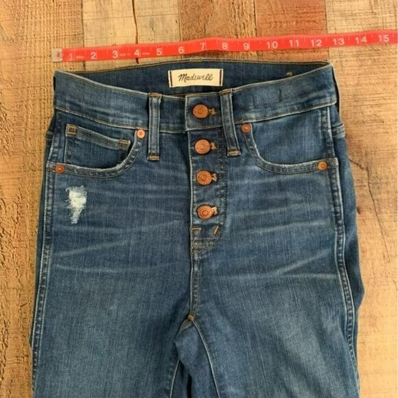 madewell womens size 23 button fly cropped raw hem mom denim skinny jeans - Picture 2 of 12